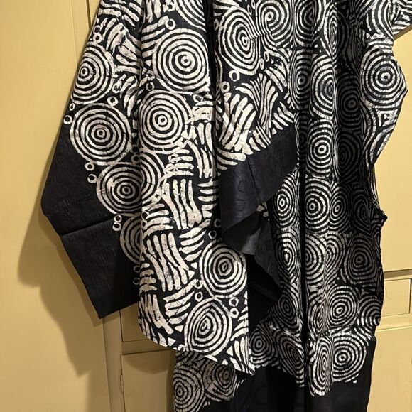 Declaj Clothing original hand sewn pullover dolman maxi black tiedye gown/kaftan - Picture 7 of 8